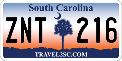 SC license plate ZNT216