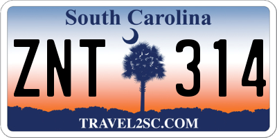 SC license plate ZNT314