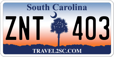 SC license plate ZNT403