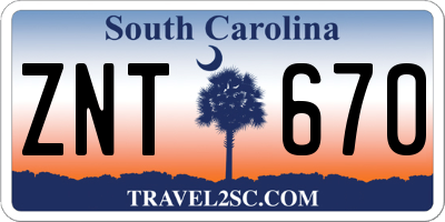 SC license plate ZNT670