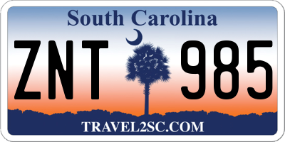 SC license plate ZNT985