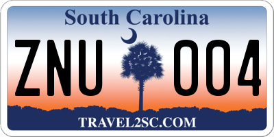 SC license plate ZNU004
