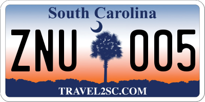SC license plate ZNU005