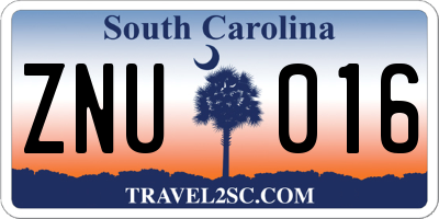 SC license plate ZNU016