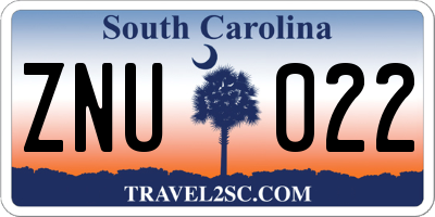 SC license plate ZNU022