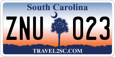 SC license plate ZNU023