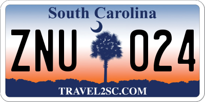 SC license plate ZNU024