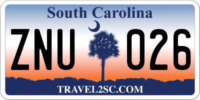 SC license plate ZNU026