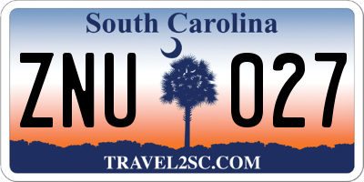 SC license plate ZNU027