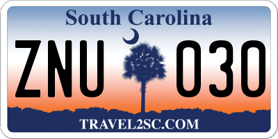 SC license plate ZNU030
