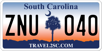 SC license plate ZNU040