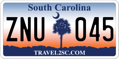 SC license plate ZNU045