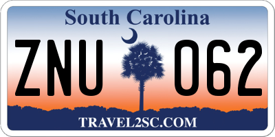 SC license plate ZNU062