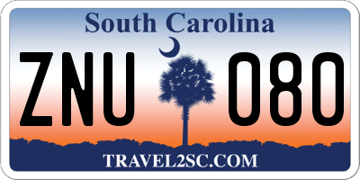 SC license plate ZNU080