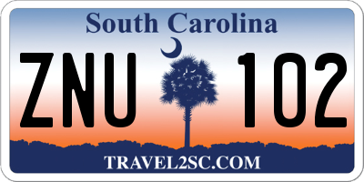 SC license plate ZNU102