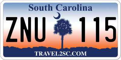 SC license plate ZNU115