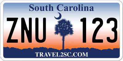 SC license plate ZNU123