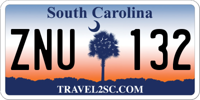 SC license plate ZNU132
