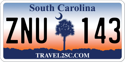 SC license plate ZNU143
