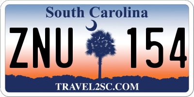 SC license plate ZNU154