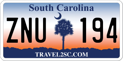 SC license plate ZNU194