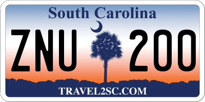 SC license plate ZNU200