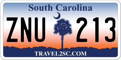 SC license plate ZNU213