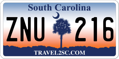 SC license plate ZNU216