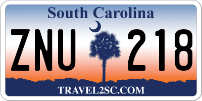 SC license plate ZNU218
