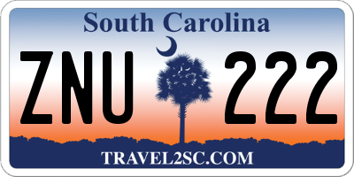 SC license plate ZNU222