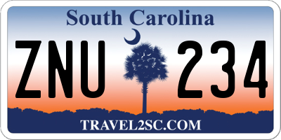 SC license plate ZNU234