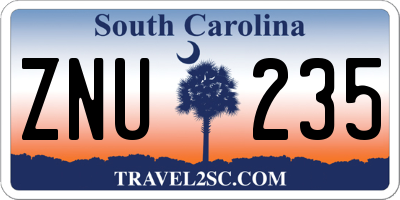 SC license plate ZNU235