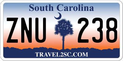 SC license plate ZNU238