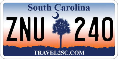 SC license plate ZNU240