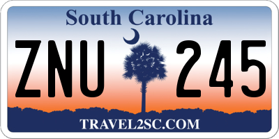 SC license plate ZNU245