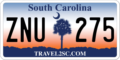 SC license plate ZNU275
