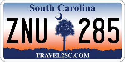 SC license plate ZNU285