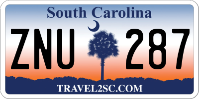 SC license plate ZNU287