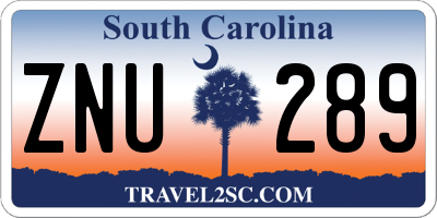 SC license plate ZNU289