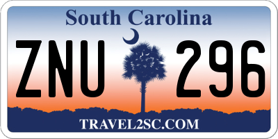 SC license plate ZNU296