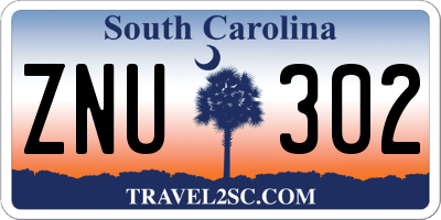 SC license plate ZNU302