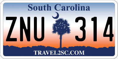 SC license plate ZNU314