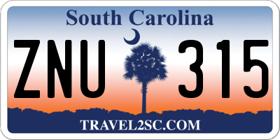SC license plate ZNU315