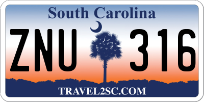 SC license plate ZNU316