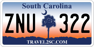 SC license plate ZNU322