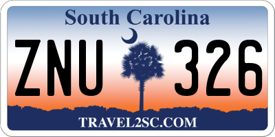 SC license plate ZNU326