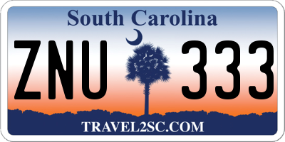 SC license plate ZNU333
