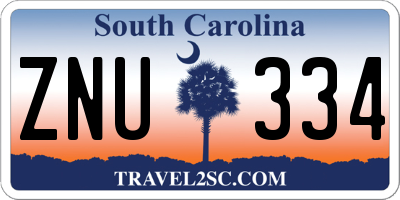 SC license plate ZNU334