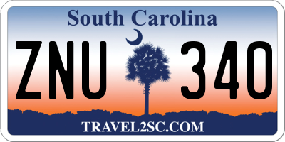 SC license plate ZNU340