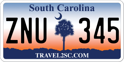 SC license plate ZNU345